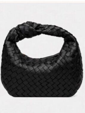 Urban Expressions Black Woven Knotted Tracy Handle Shoulder Bag NWT